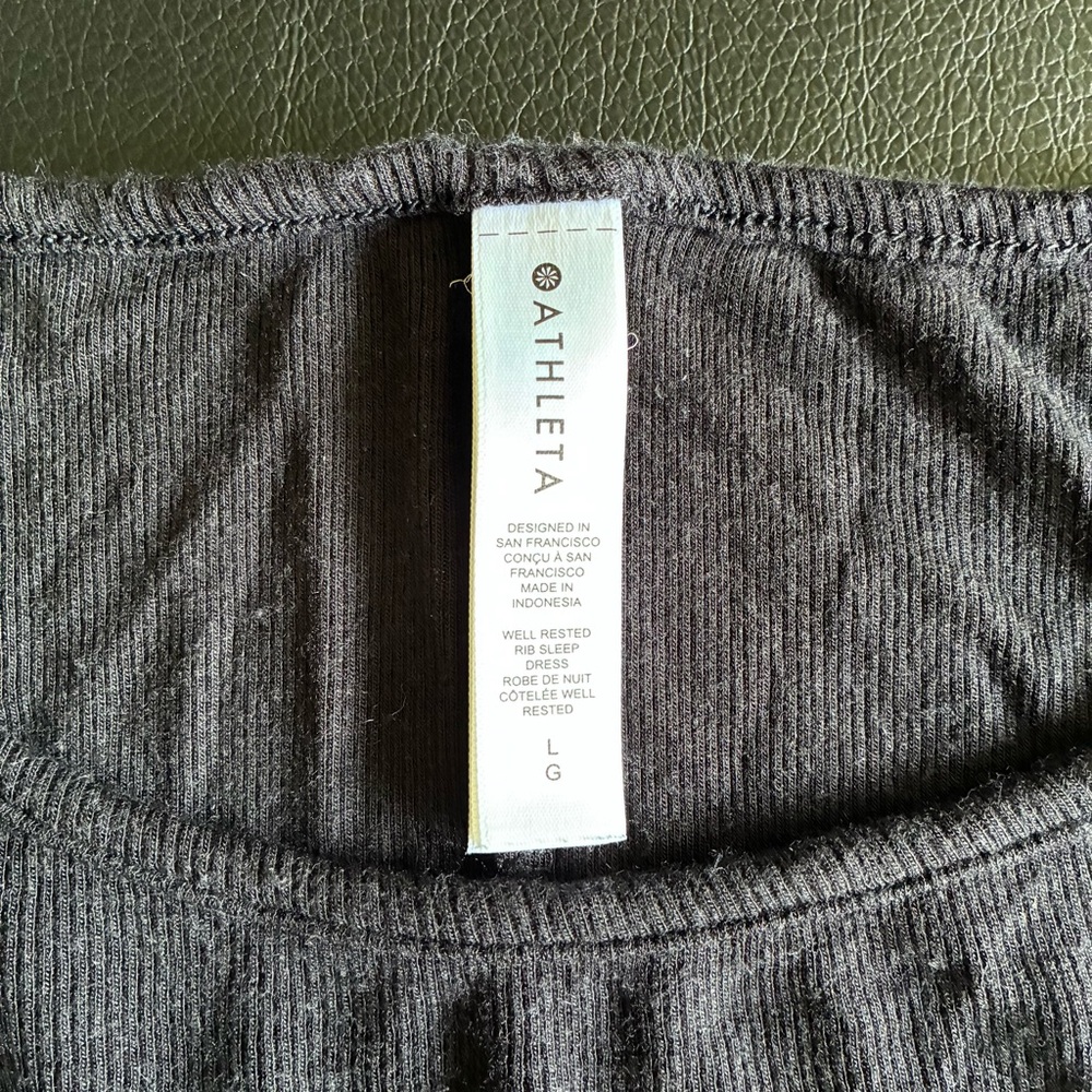 ATHLETA Well Rested Rib Sleep Dress in Black Size L - Picture 6 of 8